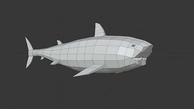 Megalodon shark low poly