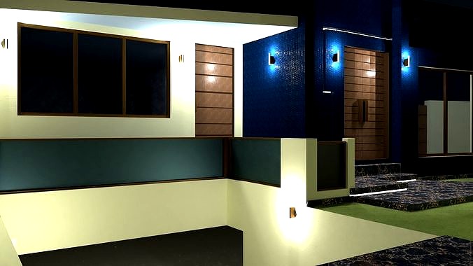 3D house with interior design 600m2 Night vision