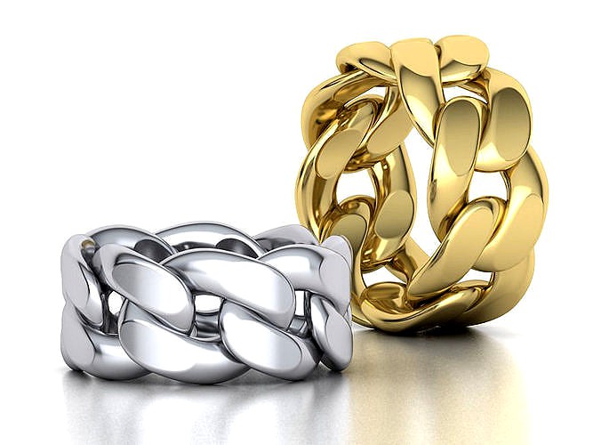 Cuban Link Chain Ring Miami Ring 12mm wide | 3D