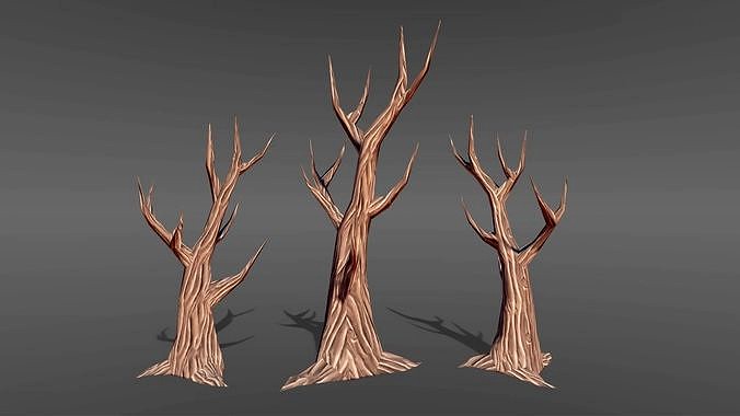 Hand Painted Dead Tree Low Poly