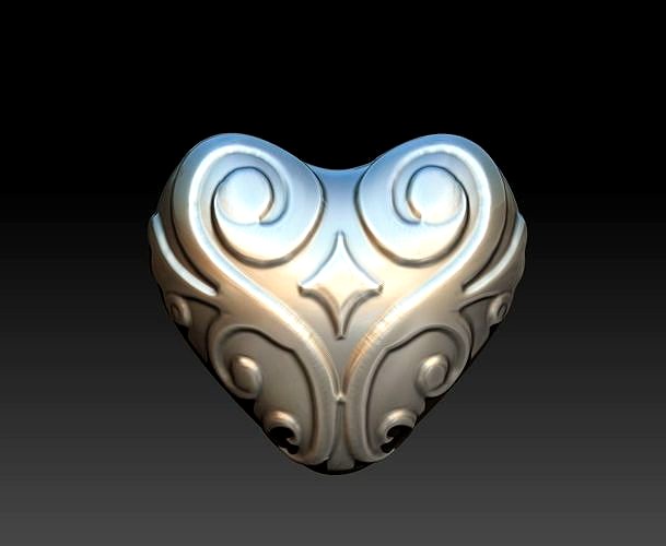 Original heart-shaped relief 3D model download  | 3D