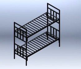 Bunk bed made of square tubes