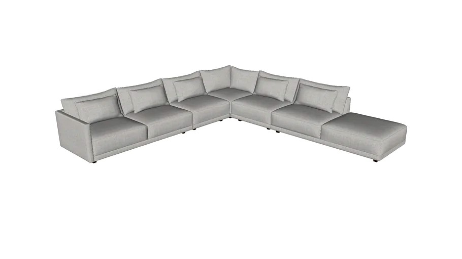 Basel Modular Sofa 10B Slate Pebble Fabric By Modloft