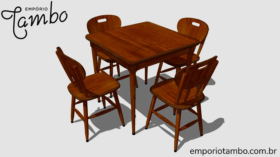 Mesa quadrada 80 x 80 cm pequena em madeira 4 lugares para cozinha - Imbuia - Empório Tambo