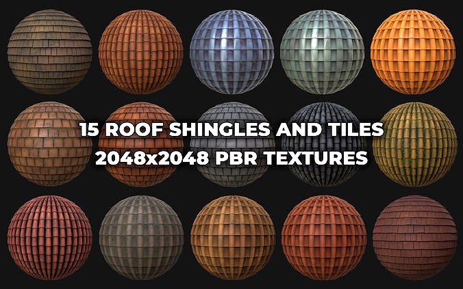 15 Stylized and Seamless Roof Tiles PBR Textures and Material