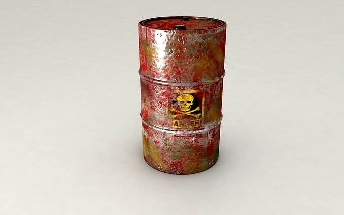 Dangerous red barrel PBR low and high poly