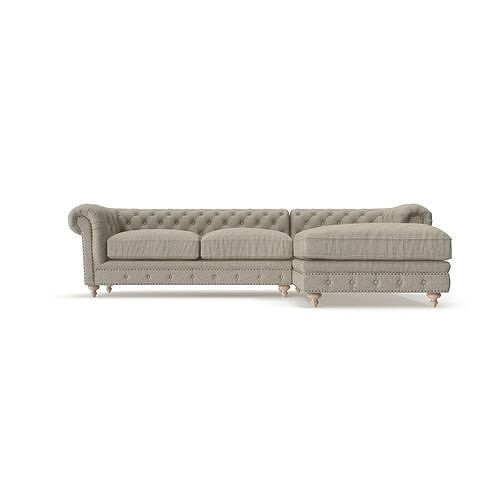 Warner Linen Right Chaise Sectional Sofa