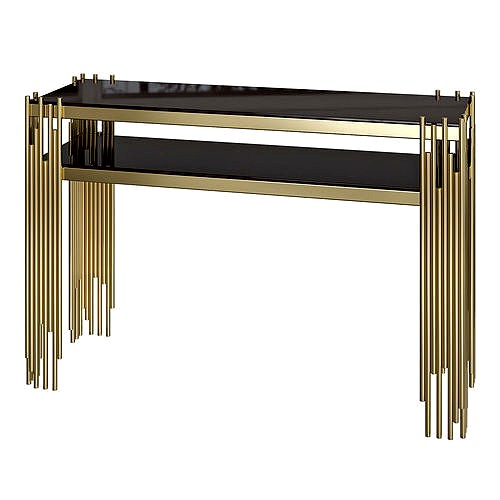 Black Luxury Faux Marble Narrow Console Table