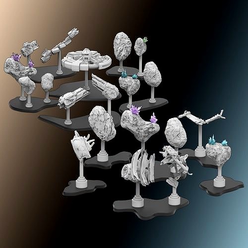 Space Scenery Obstacles for Star Wars Armada and X-Wing | 3D