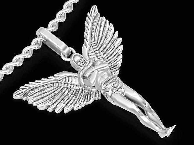 Angel pendant Sculpture jewelry gold necklace | 3D