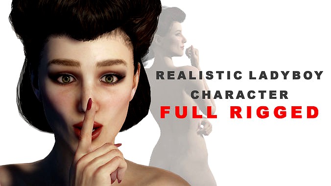 D Realistic Ladyboy Character Naked Model