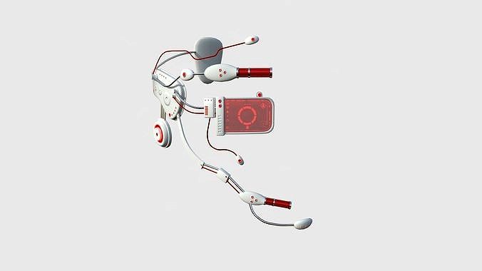 SciFi Glasses E06 White Red - Character Design Fashion
