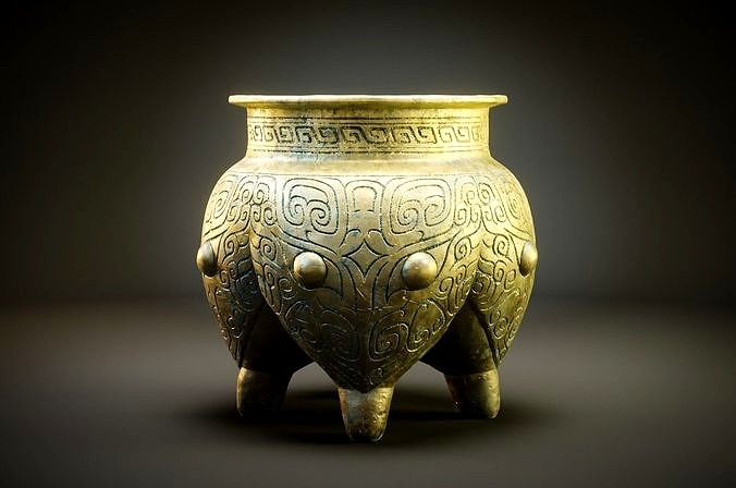 Taotie pattern quadruped vessel in ancient Chinese Shang Dynasty