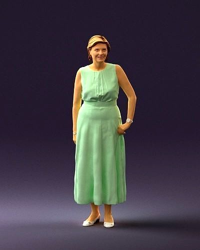 Woman in mint dress 0775