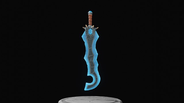 Stylized Crystal Sword with Oni bones PBR low-poly game ready model