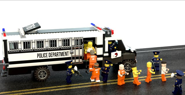 Lego police convoy with prisoners