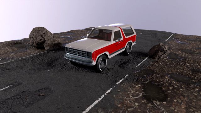 Low-poly SUV car with interior and exterior PBR Low-poly