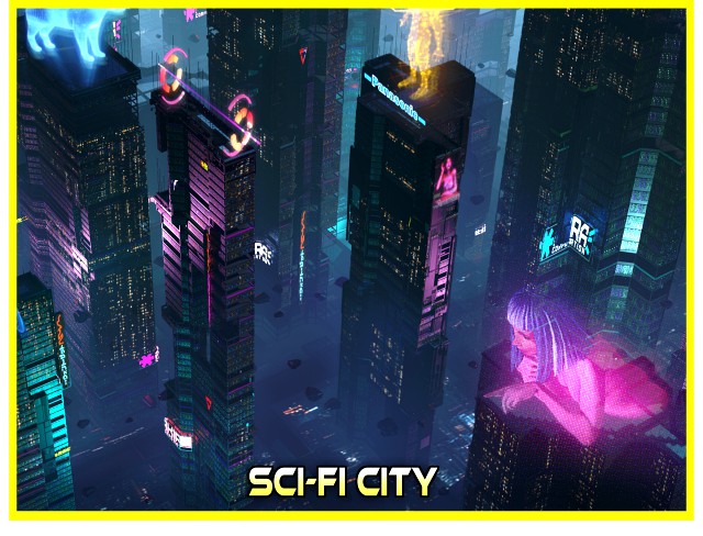 Sci-Fi Futuristic Cyberpunk Sci Fi City Building Skyscraper Cityscape