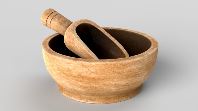Wooden Scoop and Bowl