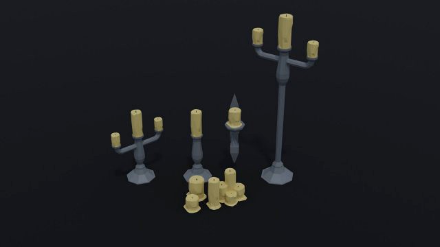 low-poly cartoon candle asset poly style