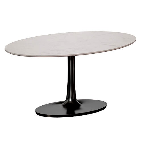Nero Oval White Marble Top Table with Matte Black Base