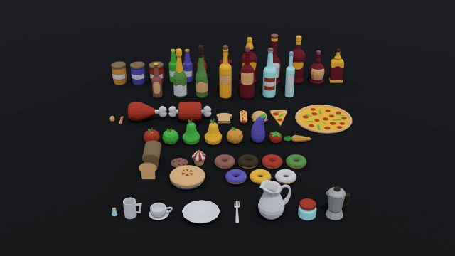 Low-poly cartoon food asset poly style