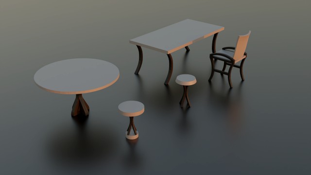 collection of minimalistic low-poly furniture