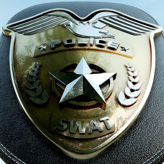 swat police badge photorealistic pbr low-poly
