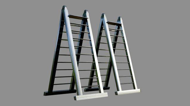 metal ladder - low and high poly
