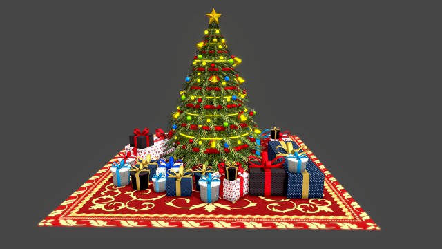 christmas tree gifts low-poly