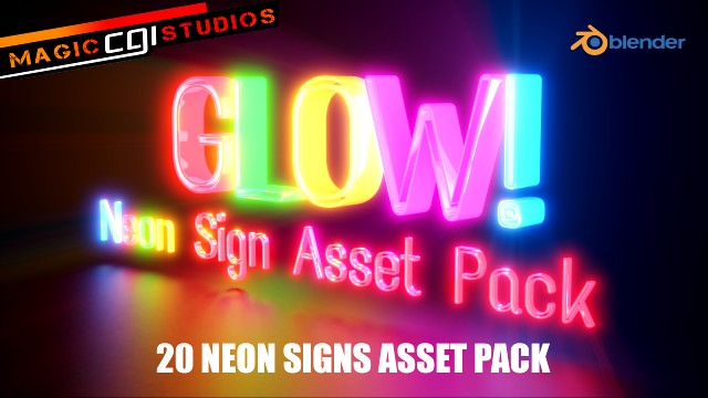 glow - neon sign asset pack - blender