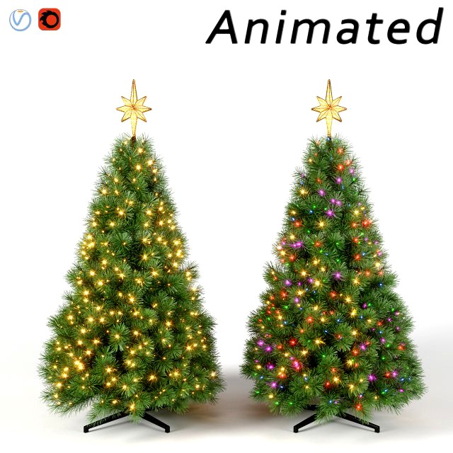 christmas tree with animated lights - set 2