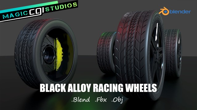 black alloy racing wheels - blender