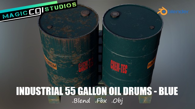 industrial 55 gallon oil storage drums - blue