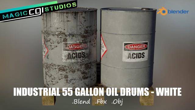 industrial 55 gallon oil storage drums - white