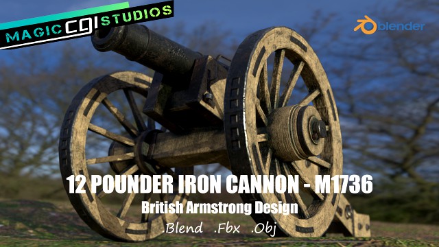 12 pounder iron cannon - m1736