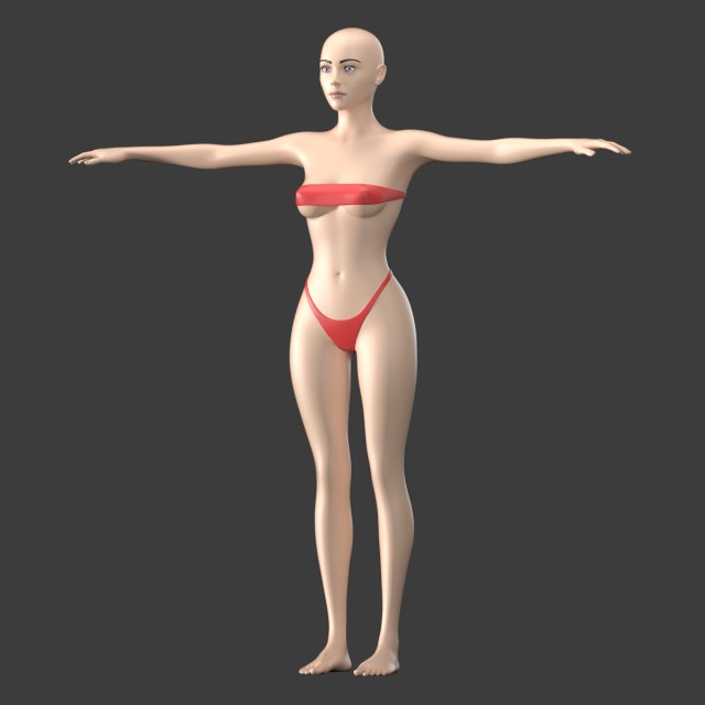 stylized female 01 t-pose generic mesh