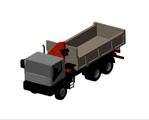dump truck with elevator crane outriggers