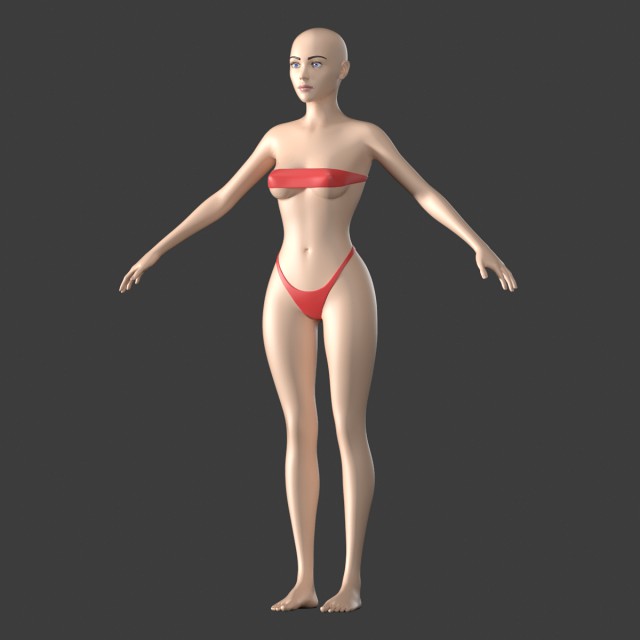 stylized female 01 a-pose generic mesh