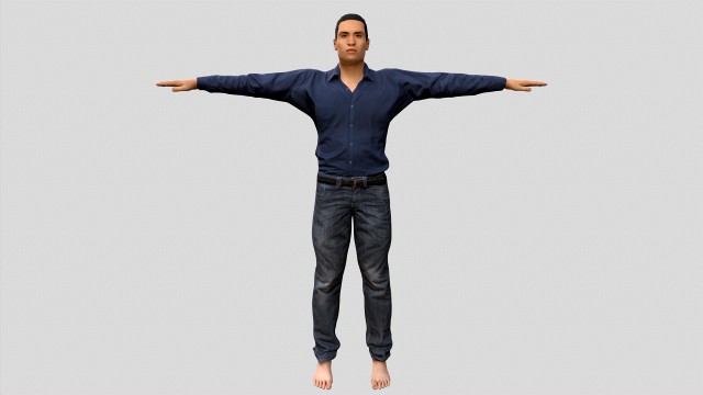 low poly man in blue shirt rigged