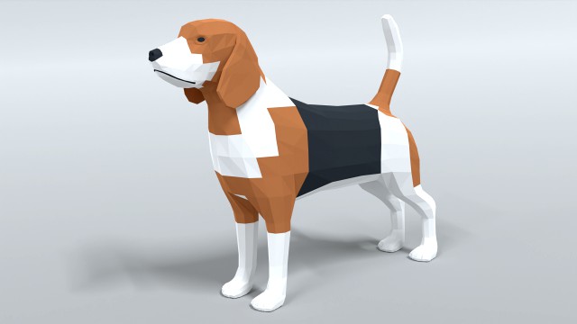 low poly cartoon beagle dog