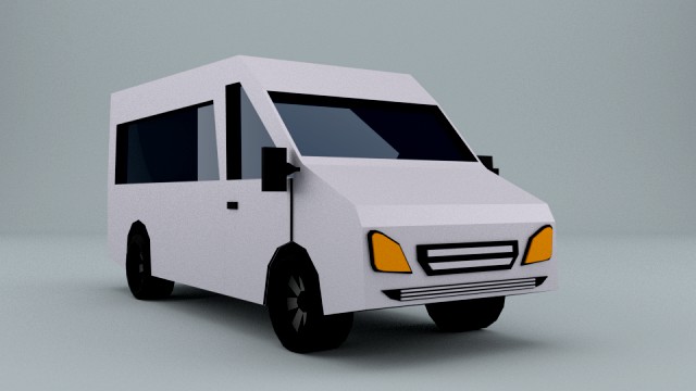 low-poly car prototype microbus game ready low-poly