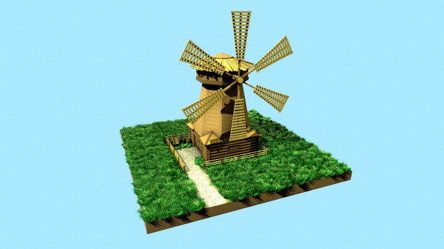 low-poly windmill