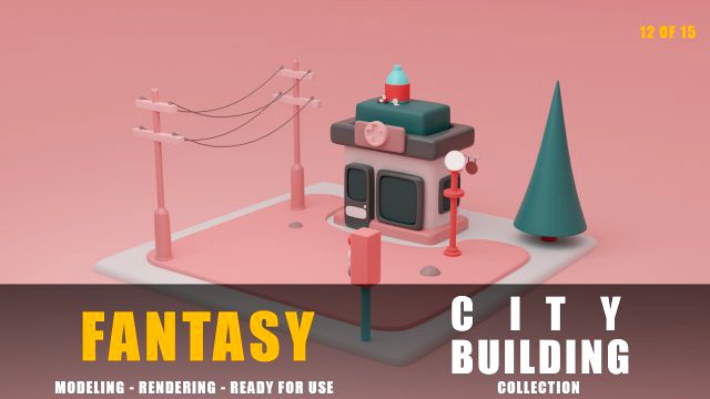 pharmacy fantasy building collection cartoon city