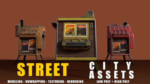 street cigarette stand series old game ready street assets low poly and high poly