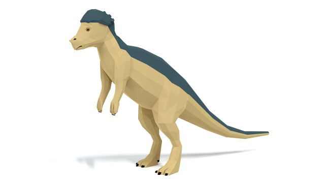 low poly cartoon pachycephalosaurus dinosaur