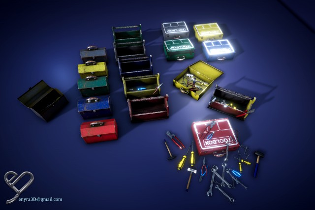 toolboxes and tools - pbr -