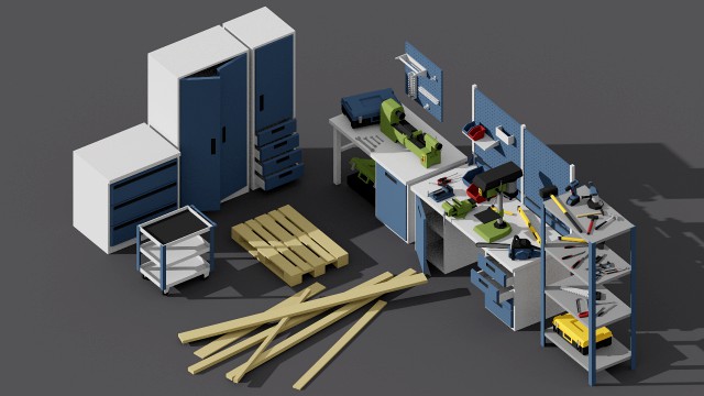low-poly workshop pack
