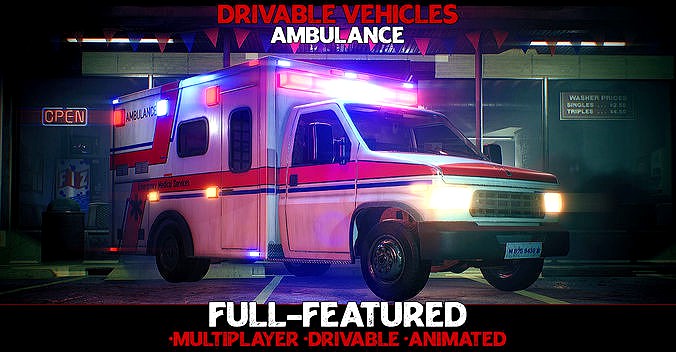 Ambulance - Drivable UE4 UE5