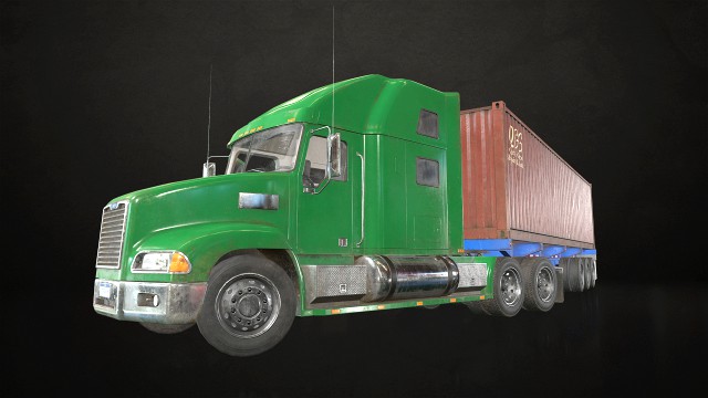 semi truck container trailer - low poly